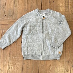 Zara Light Gray zip front quilted sweater kids size 6